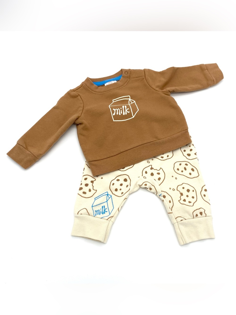 Cat & Jack  Baby Boy’s Cookie & Milk Sweatshirt & Sweatpants Set Newborn